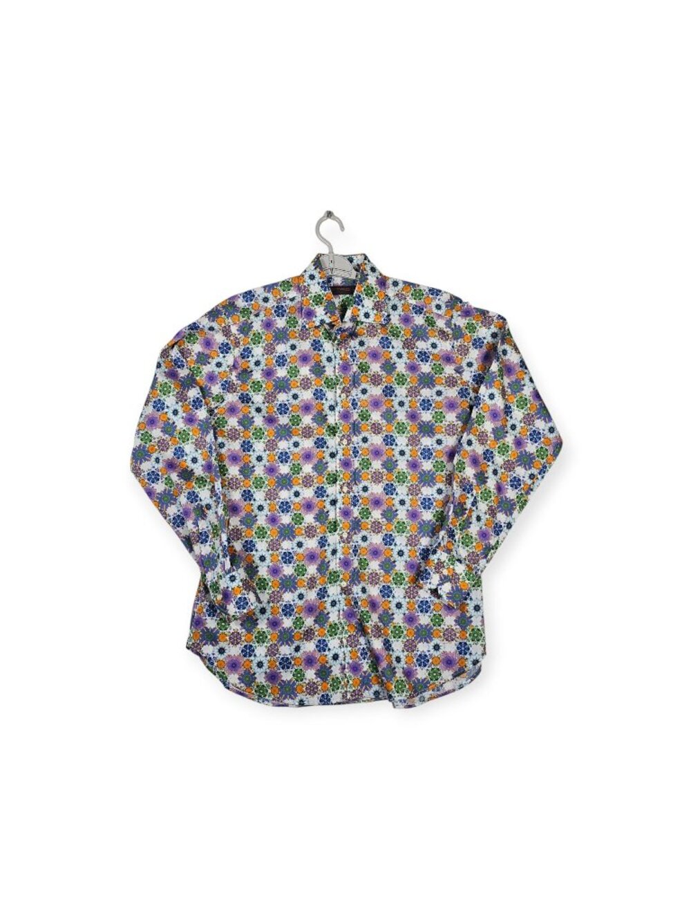 Etro Milano Floral Button Up Shirt Mens 42 Cotton Multicolor